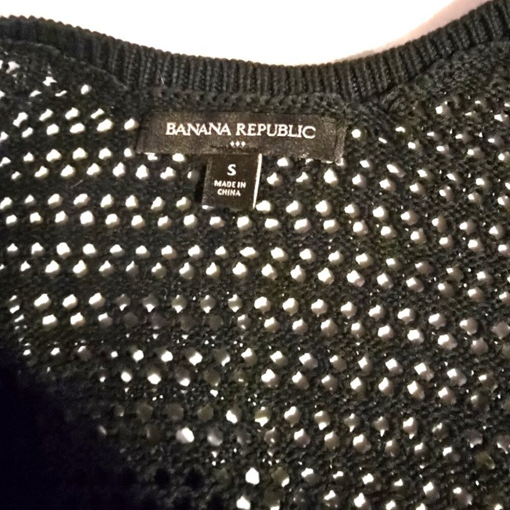 Banana Republic Black Mesh Crochet Sweater Tank Top Cover up Small - Picture 4 of 7